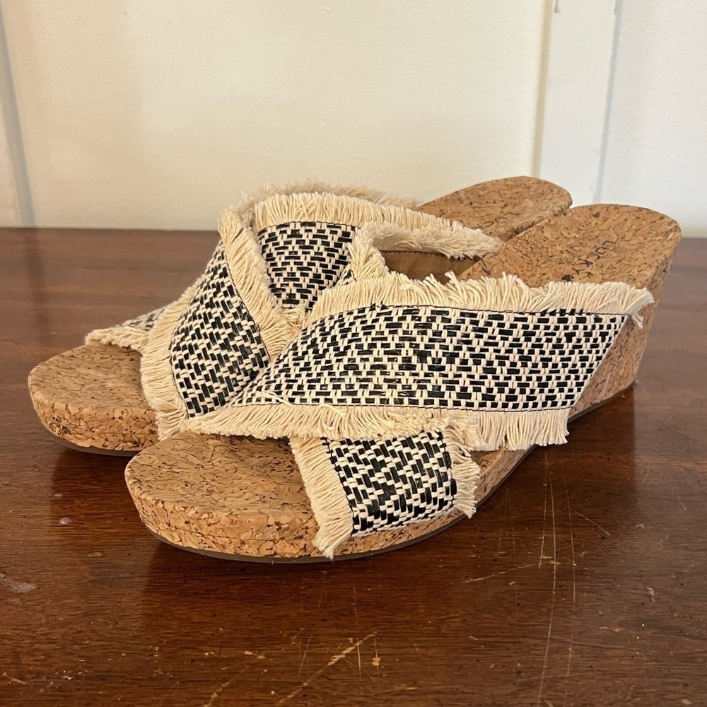 Lucky Brand cork wedge sandals size 8